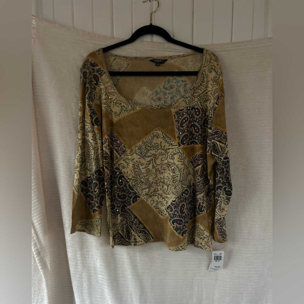 NWT Jasmine Women's Paisley Patchwork Top
